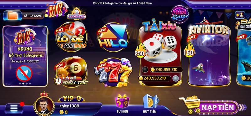 Các loại trò chơi hấp dẫn tại Casino online Rikvip